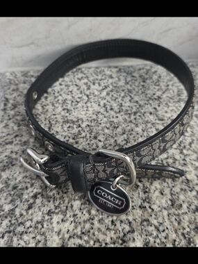 Authentic Coach Signature Black Gray Logo Dog Cat Pet Collar 4003 Medium Retired